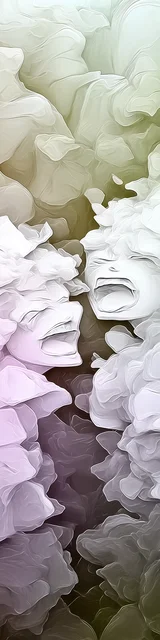 Free printable abstract cloud art bookmark featuring crying people abstract cloud art